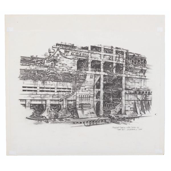 A Captain EO Mechcaca Wall Detail Concept Drawing.