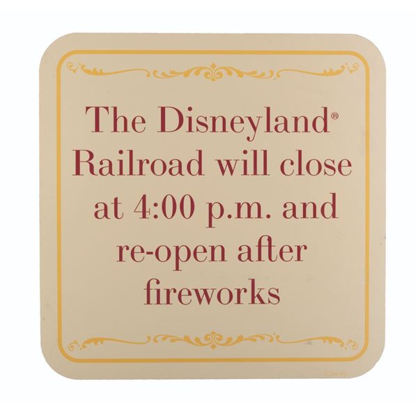 A Disneyland Railroad Temporarily Closed Sign.