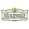 Image 1 : A Disneyland Exit to Shuttles & Lion King Parking Sign.