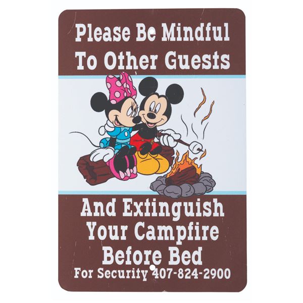 A Fort Wilderness Resort Campfire Safety Sign.