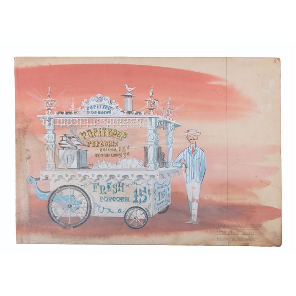 A Freedomland Popcorn Wagon Concept Painting.