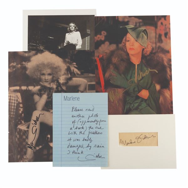 A Collection of Marlene Dietritch Autographs.