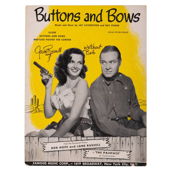 Jane Russell Signed Sheet Music for"Buttons and Bows" from "The Paleface."