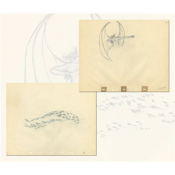 A Pair of "Fantasia" Night on Bald Mountain Production Drawings.