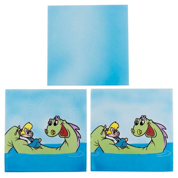 A Pair of Beany and Cecil Production Sample Tiles.