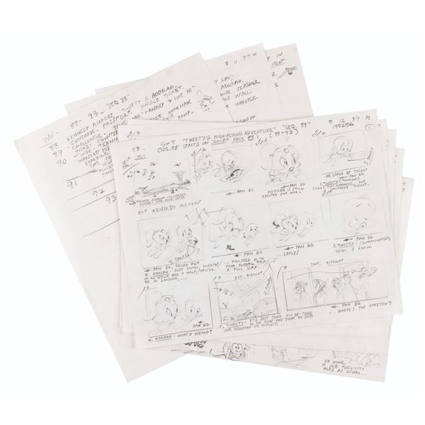 A Set of "Tweety's High-Flying Adventure" Storyboards.