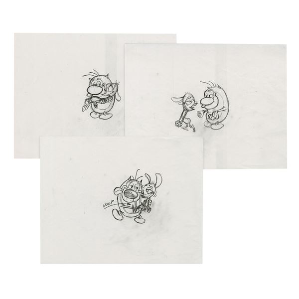 Three "Ren & Stimpy Show" Production Drawings.