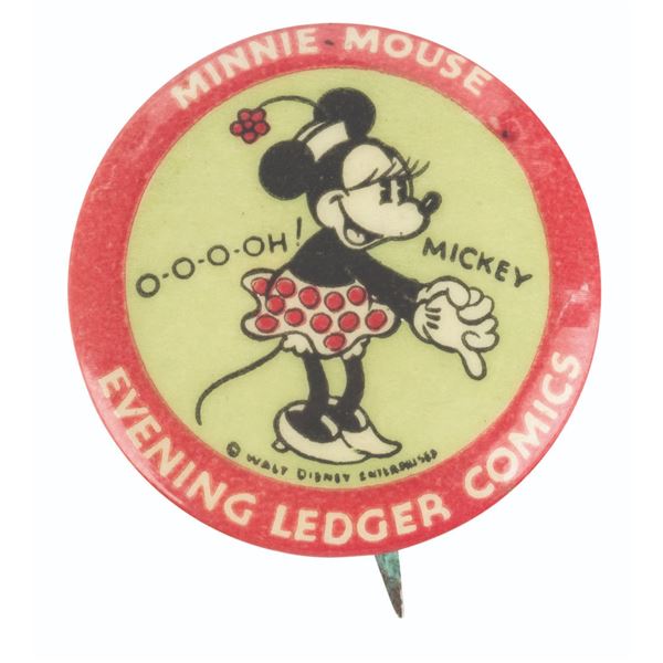 A Minnie Mouse Evening Ledger Comics Button.