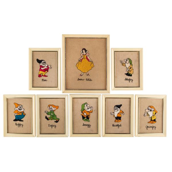 A Framed"Snow White and the Seven Dwarfs" Embroidery Set.