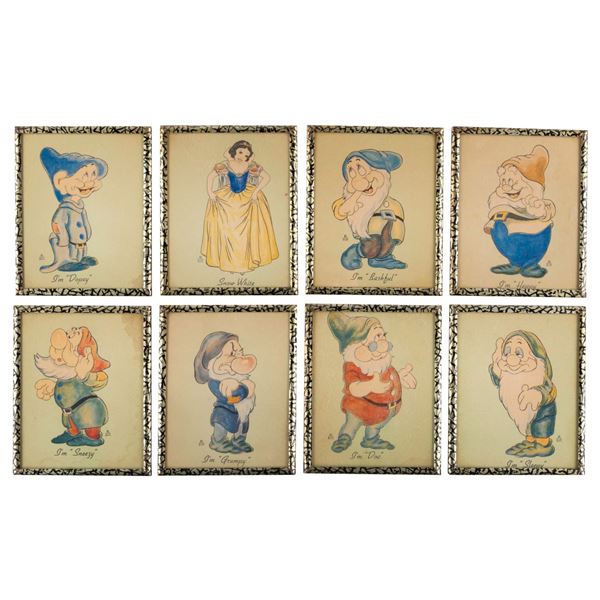 A Set of "Snow White and the Seven Dwarfs" Framed Prints.