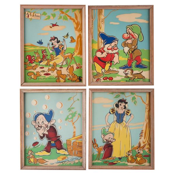 A Set of Glow-in-the-Dark "Snow White and the Seven Dwarfs" Framed Prints.