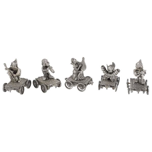 A Set of"Snow White and the Seven Dwarfs" Pewter Train Figures.