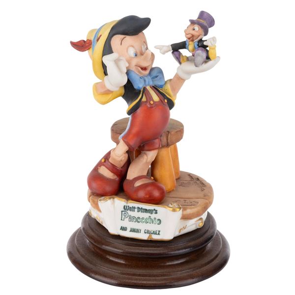 A Pinocchio & Jiminy Capodimonte Porcelain Figure.