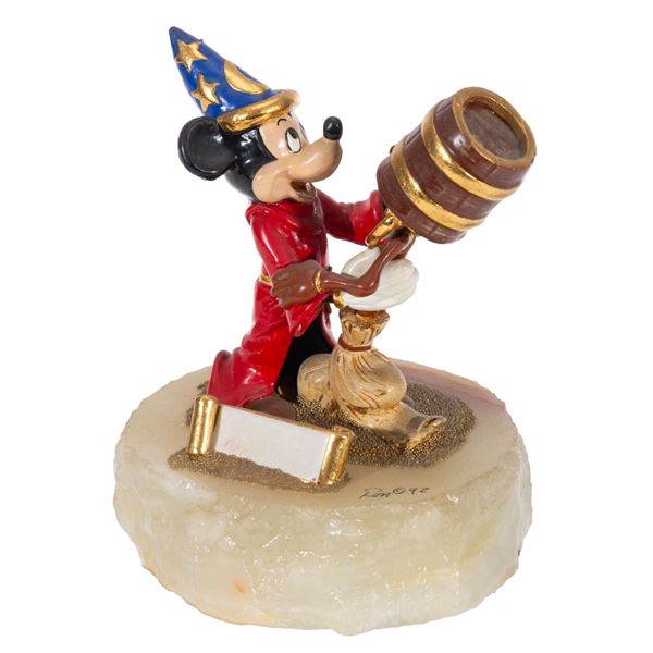 A"Fantasia" Sorcerer Mickey and Broom Sculpture.
