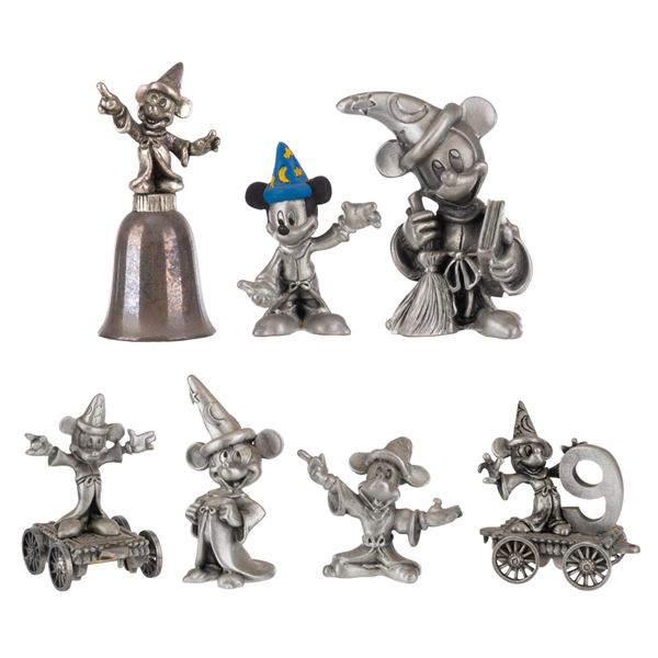 A Collection of Sorcerer Mickey Pewter Figurines.