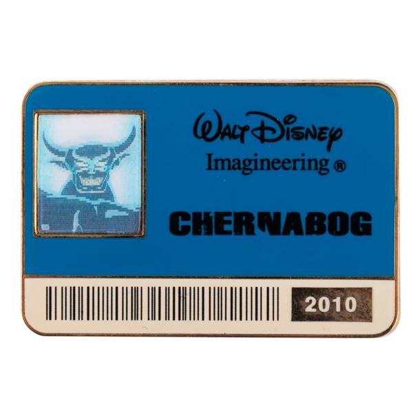 A Chernabog Imagineering Exclusive ID Badge Pin.