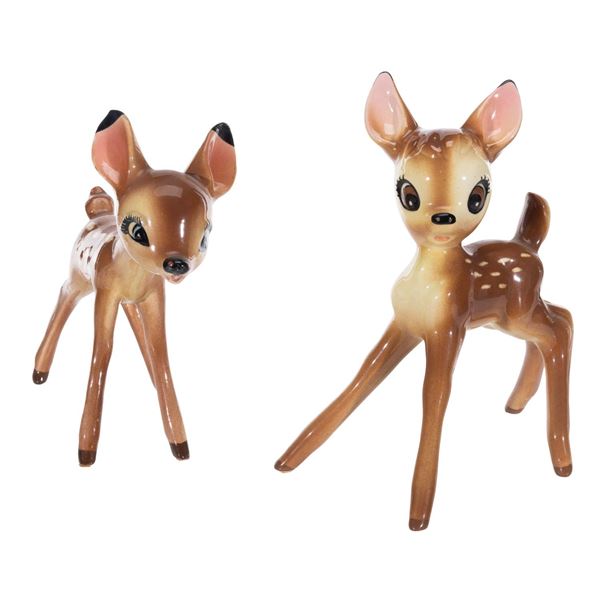 A Pair of Bambi and Faline Ceramic Figurines.