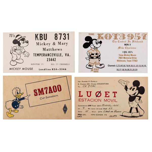 A Set of Mickey and Donald Ham Radio QSL Cards.
