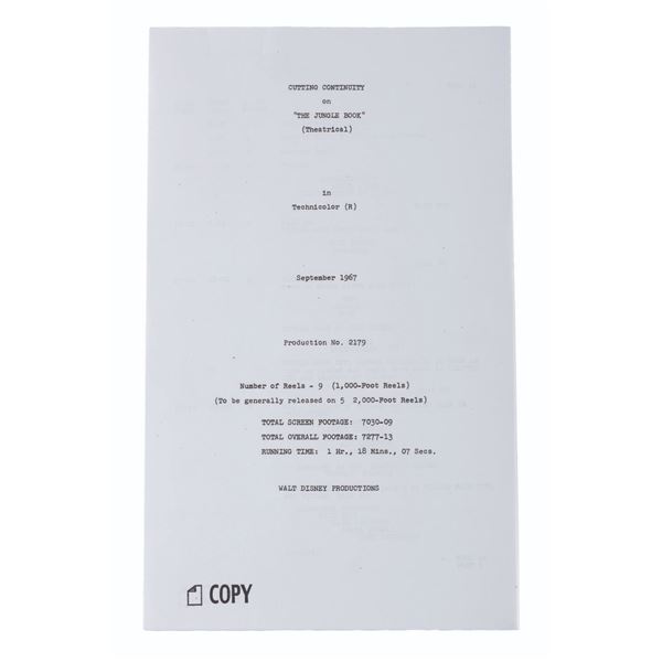 A"The Jungle Book" Cutting Continuity Script.