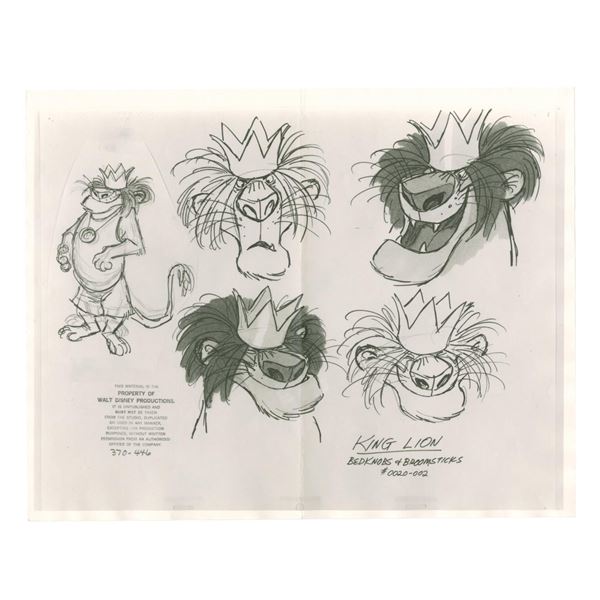 A "Bedknobs and Broomsticks" King Leonidas Model Sheet.