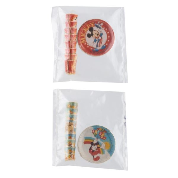 A Pair of Miniature Mickey Mouse Paper Plates and Cups Sets.