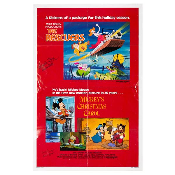 A Signed"Mickey's Christmas Carol" &"The Rescuers" One-Sheet.