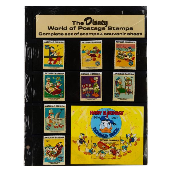 A Complete Set of Disney Stamps with Souvenir Sheet.