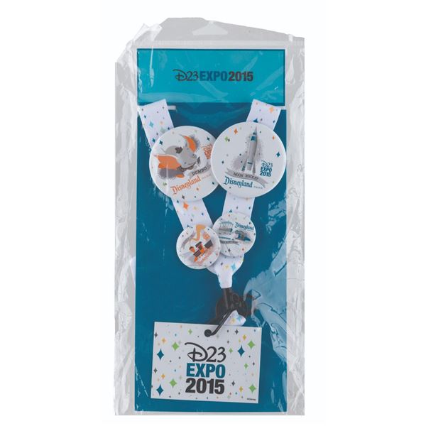 A D23 Expo 2015 Disneyland Button Set.