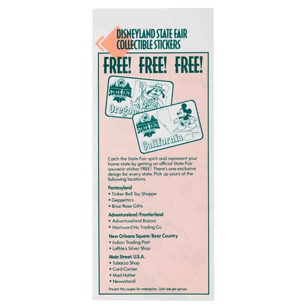 A Disneyland State Fair Stickers Coupon with Disney Dollars Ad.