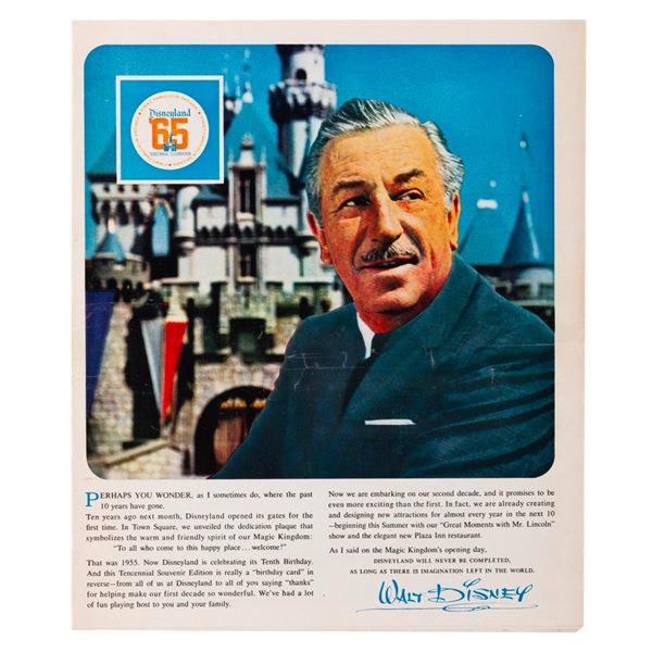 A Disneyland Tencennial Newspaper Supplement from 1965.