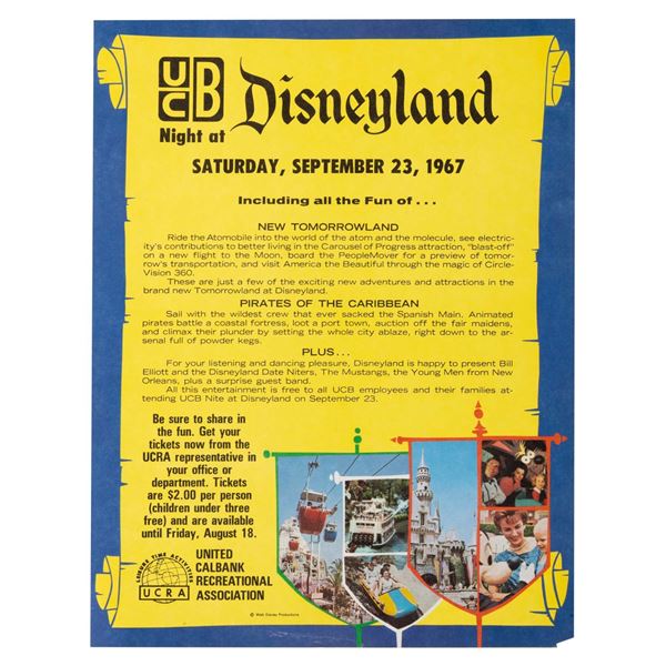 A"UCB Night at Disneyland" Flyer.
