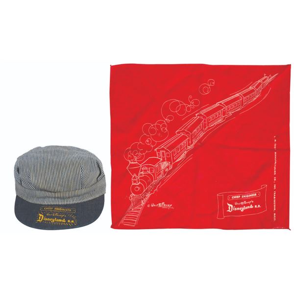 A Disneyland Railroad Chief Engineer Costume Hat & Bandana.