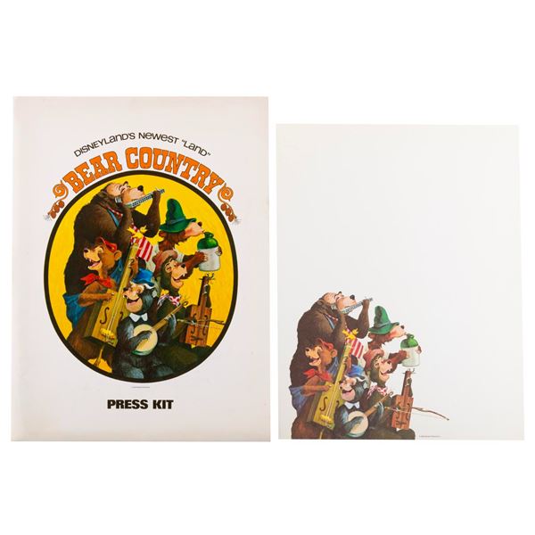 A Disneyland Bear Country Press Kit Folder & Stationery Page.