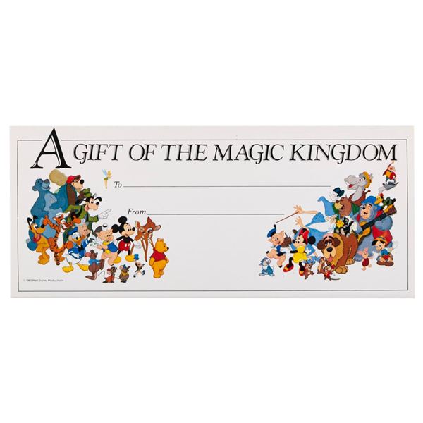 A"Gift of the Magic Kingdom" Certificate.