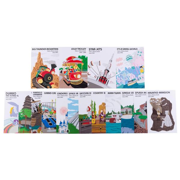 A Set of Tokyo Disneyland Attraction Postcards.