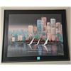 Image 1 : R. Elliot Cityscape Painting with Sailboats