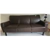 Image 1 : Brown Faux Leather Three-Seat Sofa