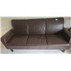 Image 2 : Brown Faux Leather Three-Seat Sofa