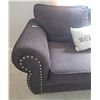 Image 2 : Brown Upholstered Loveseat with Trim