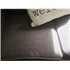 Image 5 : Brown Upholstered Loveseat with Trim