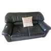 Image 1 : Dark Green Leather Loveseat