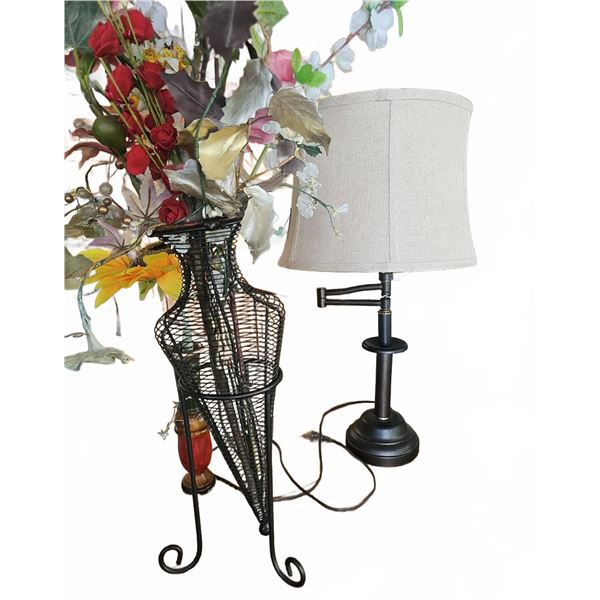 Black Metal Table Lamp with Fabric Shade