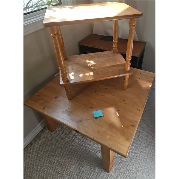 Wooden Side Table and Coffee Table Set