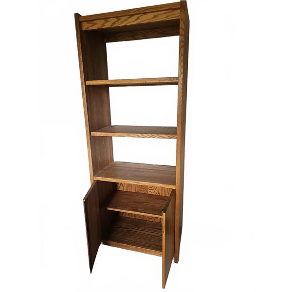 Solid Oak Bookshelf with Cabinet
