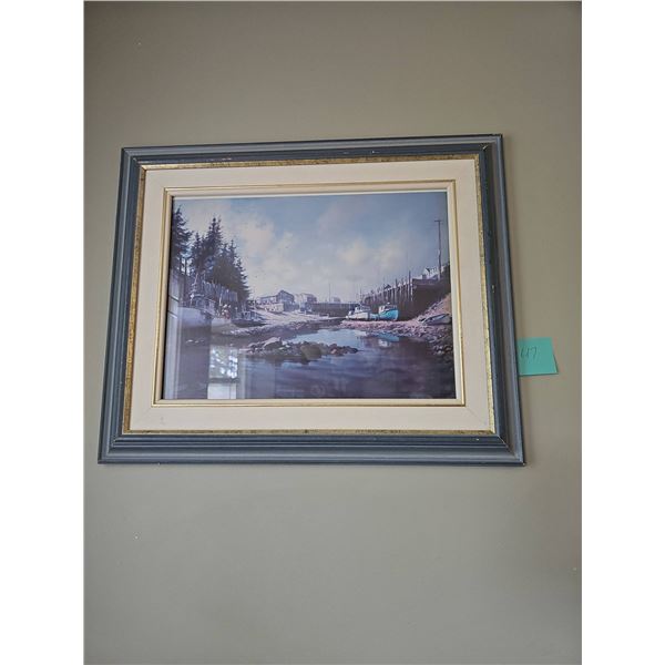 Framed Harbor Scene Print