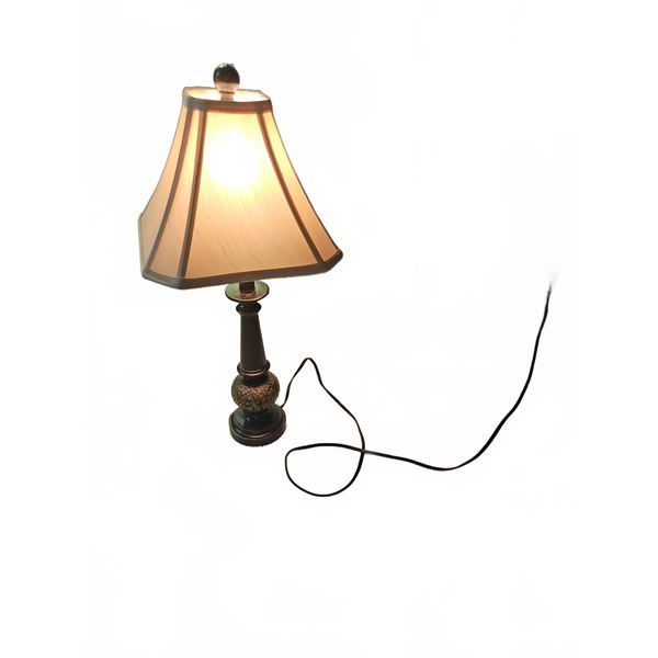 Table Lamp With Fabric Shade And Dark Base