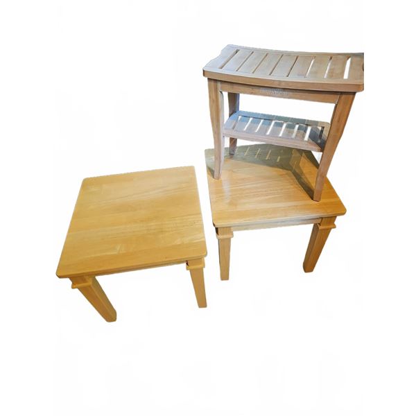 2 Wooden End Tables and Bios Living Te