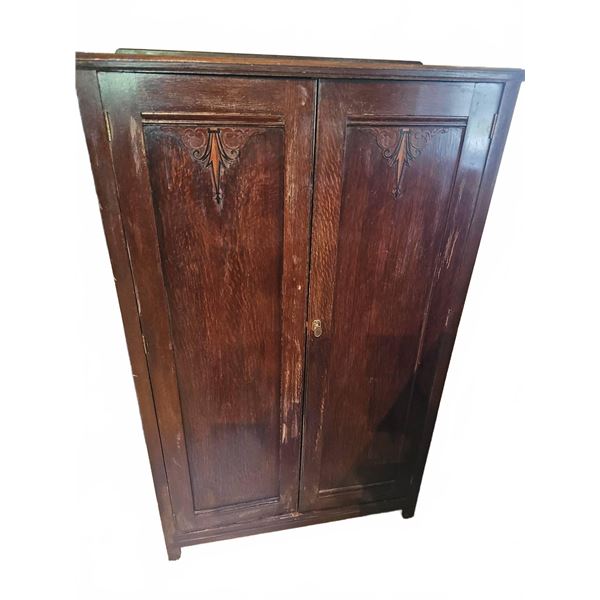 Wooden Two-Door Wardrobe With Shelves