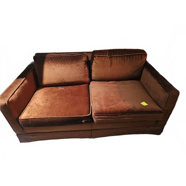 Brown Two-Seat Fabric Sofa