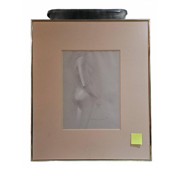 Framed Nude Figure Drawing, 26x22